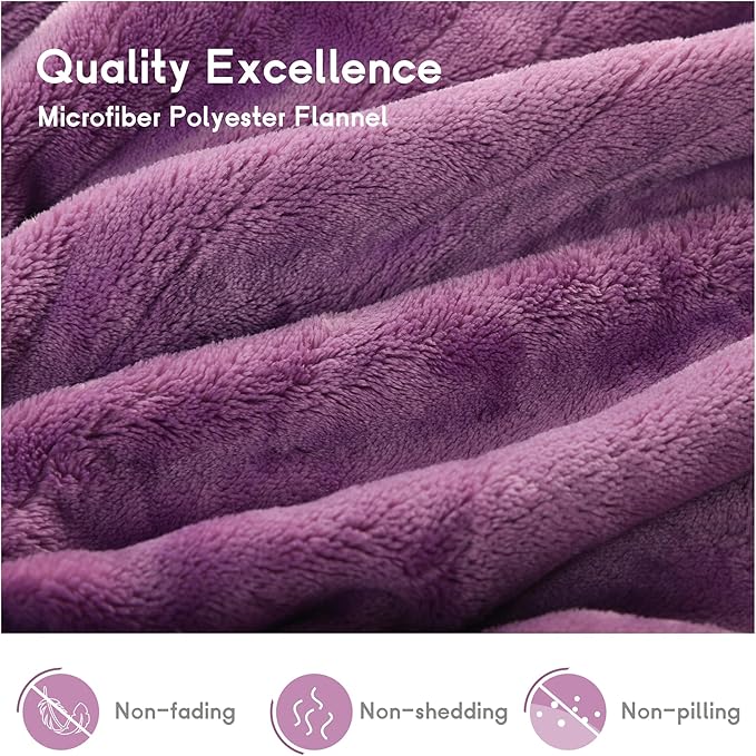 Heated Blanket Electric Blanket Full Size 72''x84'', Soft Flannel Heating Blanket with 1-10 Hour Auto Off - 6 Heat Settings - Machine Washable - Purple