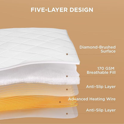 Bedsure Heated Mattress Pad Twin - Bed Warmer with Memory & Preheat Functions, 12-Hour Auto Off & 10 Heat Settings, Single Controller, Fast Heating, Brushed Electric Mattress Pad Twin, 39"x75"