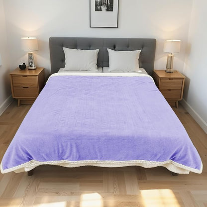 Electric Heated Blanket Twin Size 62"x84" - Dual-Sided with Microplush & Sherpa Fabric, 4 Heat Settings & 10 Hours Auto Off, Machine Washable - Light Purple