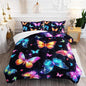 Colorful Gradient Butterfly Comforter 3Pcs Full Tie-Dye Heart Pattern Bedding Set for Kid Teen Girl Boy Adult Sparkling Aesthetics Butterfly Quilt Bed Decor with 1 Comforter and 2 Pillowcases
