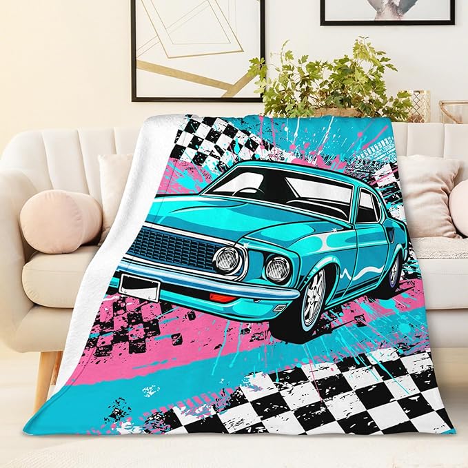 Blanket for Boys, Car Throw Blanket Gifts for Kids Boys Age 6-8, 40"x50" Cute Flannel Blankets Gift for Son Cars Lovers Lightweight Throws for Couch Sofa Bed Decor