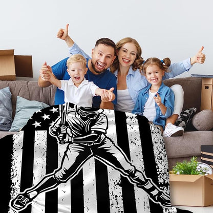 Boys Blanket Baseball Throw Blankets for Kids Teens 8-12, 60x50 Inches Plush Comfy Soft Sports Throws for Couch Bed Home Decorations Stuff Gifts Ideas