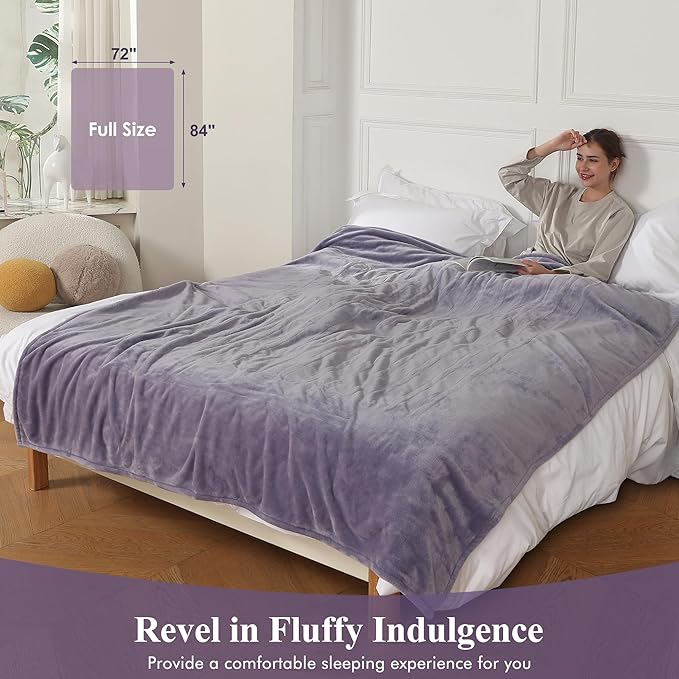 Heated Blanket Full Size, Super Soft Cozy Upgraded Flannel Electric Blanket with 6 Heating Levels & 1-10 Hours Auto Off, Heating Blanket for Whole Body, Overheat Protection, 72" x 84", Lavender