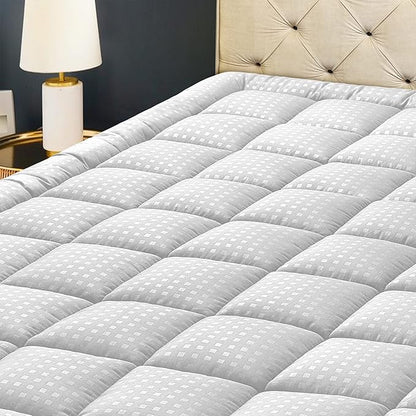 HYLEORY Full Mattress Pad Quilted Fitted Mattress Protector Cooling Pillow Top Mattress Cover Breathable Fluffy Soft Mattress Topper with 8-21" Deep Pocket
