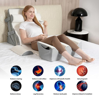 Mooedcoe Orthopedic Bed Wedge Pillow Set for Sleeping 9PCS, Post Surgery Memory Foam Pillow for Back, Leg & Neck Pain Relief – Adjustable Support for Acid Reflux