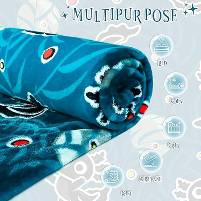 BORORO Twin Size Axolotl Throw Blanket for Bed & Couch - Glow in The Dark Blankets Black Axolotl Gifts for Boys & Women, Lightweight Blue Soft Salamander Throw for Bedroom Decor 60x80 inches