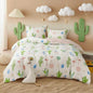 Simple&Opulence 100% Organic Cotton Duvet Cover for Kids Teens, 4 Pieces Soft Comforter Cover with Zipper Closure Warm Adorable Flamingo Bedding Set - Cactus, Full/Queen