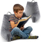 Cheer Collection Reading Pillow with Arms – Portable Bed Pillow for Sitting Up & Support, Foam-Filled Back Rest Pillow for Sitting in Bed & Couch, Machine Washable, Gray
