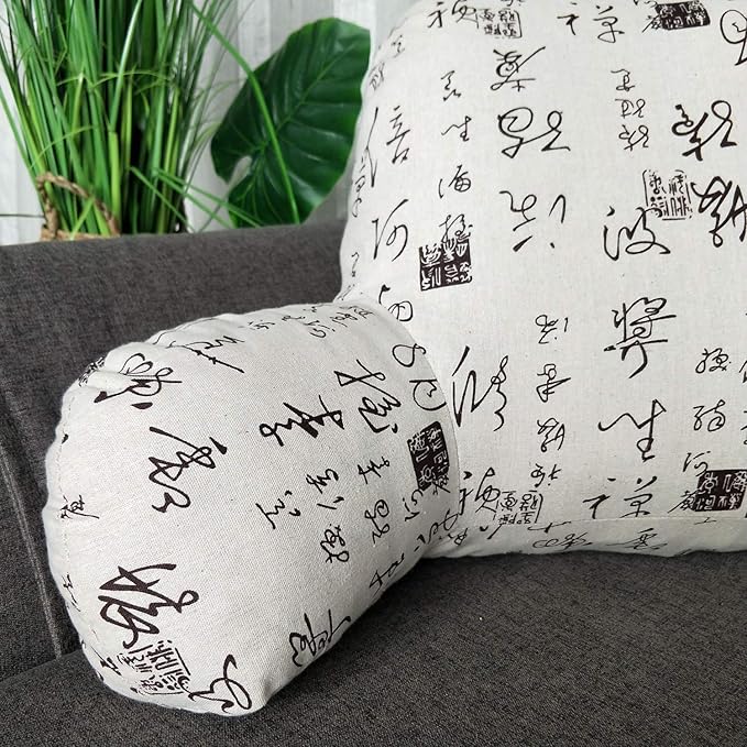 Bohemian Printed Reading Pillow with Support Arms Soft Bed Rest Pillows Back Support Cushion for Kids Reading Watching TV Sitting Up in Bed (20"×15"×8",White)