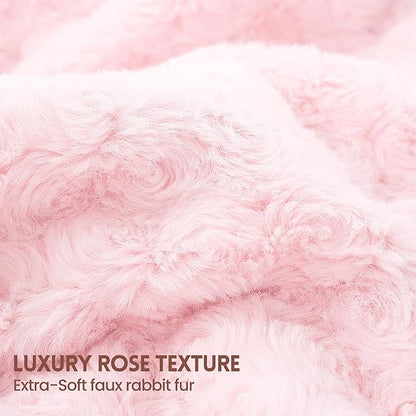 MAXEVE Heated Blanket Electric Throw 50"x60" Faux Rabbit Fur Blankets with 6 Heating Sets & 12 Hours Auto Off, Warm Gifts for Grandma Wife, ETL Certification