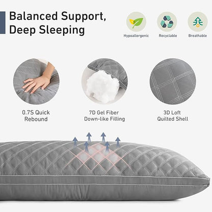 Leeden Body Pillow Insert - Full Body Pillow for Adults - Large Long Bed Pillow for Side Sleeper - Firm Breathable Support - 20 x 54 Inch - Grey