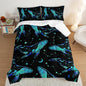 Whale Print Comforter Marine Life Bedding Set,Glowing Stars Moon Constellation Pattern Comforter Sets for Kids Boys Girls Room Decor,Cute Coastal Bedding Set Full Size with 2 Pillowcases.
