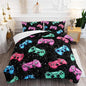 Colorful Gamer Console Comforter 3Pcs Twin Games Contoller Bedding Set for Kids Teens Boys Girls Adults 3D Video Game Gamepad Quilt Room Decor with 1 Comforter and 2 Pillowcases