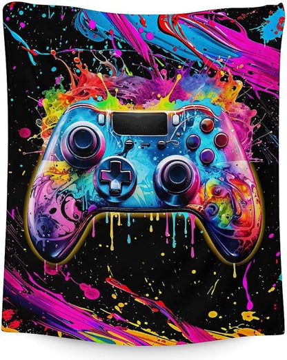 Gaming Blanket for Boys - Teens Blankets for Gamer Room Decor - 40 x 50 Inches Cool Throw Stuff for Sofa, Travel