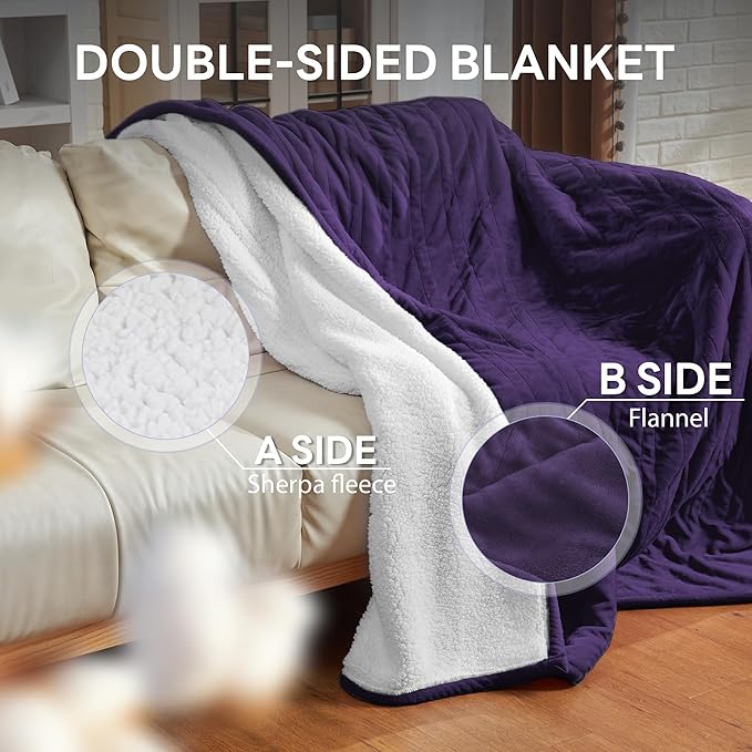 Heated Blanket Electric Blanket Throw 60"x50" Fast Heating Electric Blanket with 12 Hours Auto-Off and 6 Heating Settings Overheat Protection Cozy Soft Flannel Heated Throw Blanket ETL Certificated