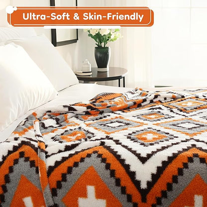 Electric Heated Throw Blanket 50"x60" - Bohemian Design with Plush Sherpa, 4 Heat Settings, 3-Hour Auto-Off, Machine Washable, for Couches and Beds, Diamond