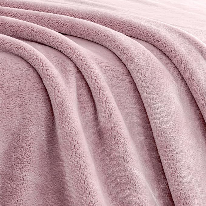 Mellowdy Extra Thick Hearty Plush Flannel Blanket (Cameo Pink, 90x90) - 500GSM King Size Warm Blanket for Winter, Fall | Soft, Fluffy, Cuddly, Perfect for Bed, Oversized Throw for Couch, Sofa
