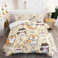 Kawaii Cartoon Corgi Dog Animal Themed 3Pcs Comforter Full Yellow Black Dogs Pattern Bedding for Kids Teens Girls Boys Cute White Bone Quilt Bed Decor Set with 1 Comforter and 2 Pillowcases