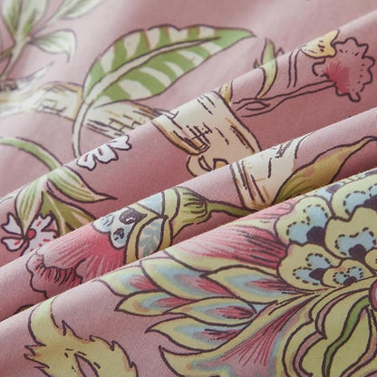 URBONUR Twin Duvet Cover Set Soft 100% Cotton Floral Bedding Sets Blush Pink Wildflower Comforter Cover, Button Closure and Corner Ties (3Pcs, Vintage Floral, Twin)