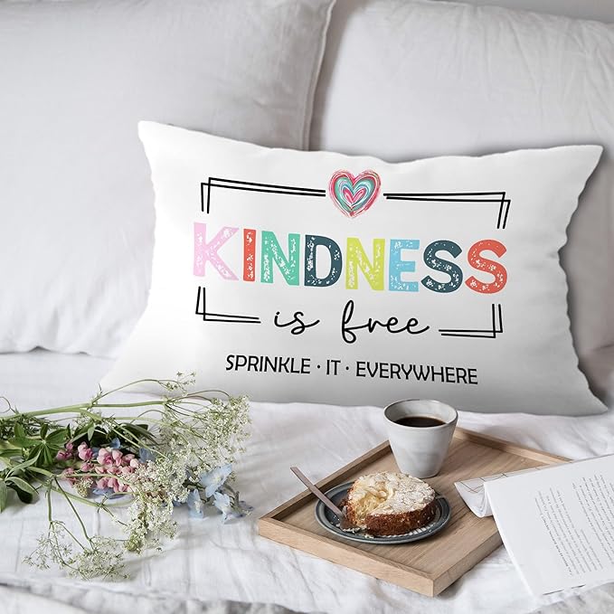 Inspirational Mental Health Wellness Pillow Covers 12x20, Kindness Gifts, Colorful Positive Motivational Decorative Lumbar Pillow Covers for Classroom Therapy Counselor Office