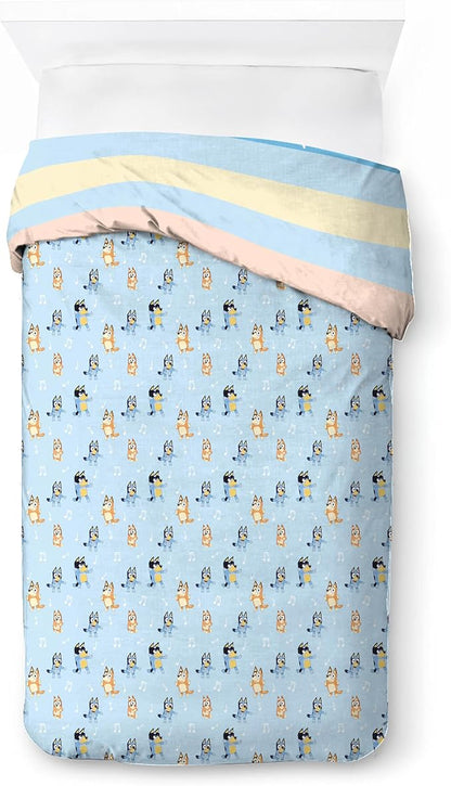 Jay Franco Duvet Cover Set – 2 Piece Comforter Cover and Sham Set, Super Soft Cozy Kids Bedding (Insert Not Included) Multi - Bluey, Twin