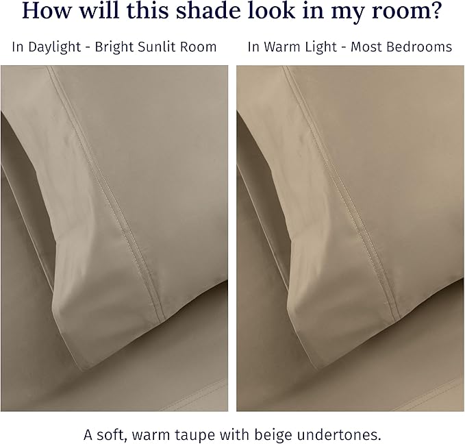 California Design Den California King Sheet Set - 100% Cotton, 600 Thread Count Deep Pocket Cal King Sheet Set, Luxury Soft Hotel-Quality Sheets with Sateen Weave (Cool Taupe)