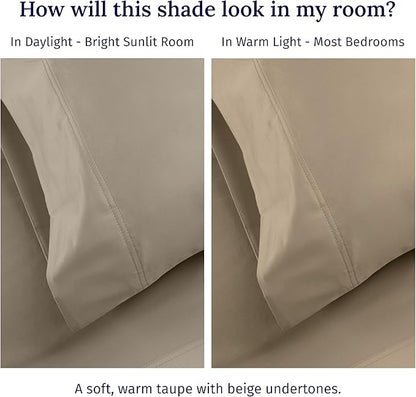 California Design Den California King Sheet Set - 100% Cotton, 600 Thread Count Deep Pocket Cal King Sheet Set, Luxury Soft Hotel-Quality Sheets with Sateen Weave (Cool Taupe)