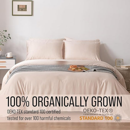 Bella Coterie 7 Piece Luxury Bamboo Viscose Split King Size Sheet Set | 2 Fitted Sheets for Adjustable Beds | 100% Organically Grown | Cooling for Hot Sleepers | 4 Pillowcases [Champagne]