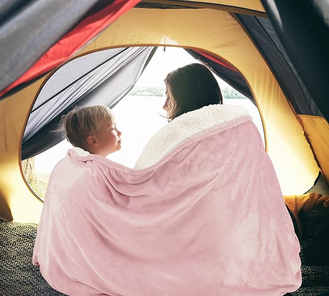 Utopia Bedding Sherpa Blanket Twin Size (Pink, 60x80 Inches) - Soft Lightweight Plush Fleece Reversible Winter Blanket for Bed, Sofa, Couch, Camping and Travel