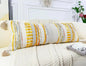 Chenille and Cotton Long Pillow for Bed, Striped Textured Boho Lumbar Throw Pillow Cover 12x36, Neutral Accent Decorative Extra Long Body Pillow Case for Couch, Sofa, Bedroom, Yellow-Grey