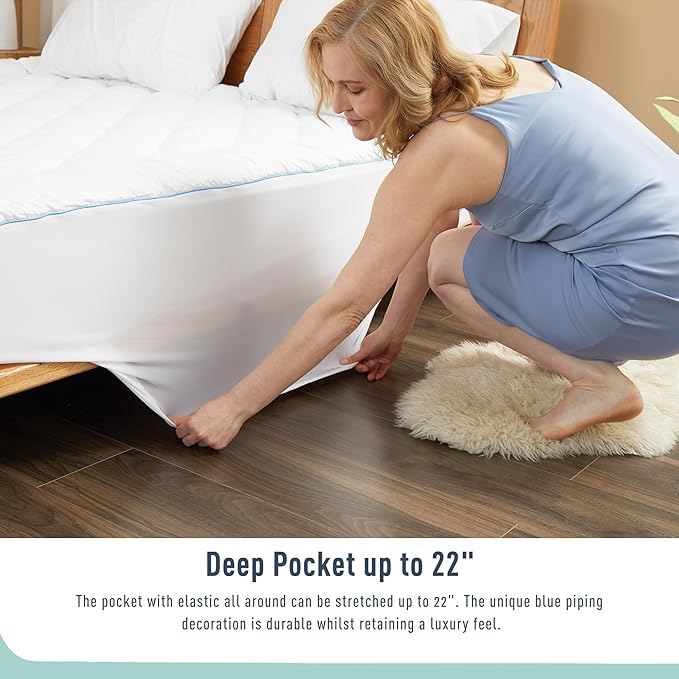 California King Mattress Pad Extra Thick Cotton Mattress Topper Quilted Fitted Mattress Cover 18-22" Deep Pocket Down Alternative Pillow Top Fluffy & Breathable (72x84 Inches, White, Thick)