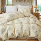 Cozeline 100% Cotton Duvet Cover King Size, Vintage Design with Luxrious Black Sketched Flowers & Leaves on Cream, 3 Pcs Breathable and Soft Duvet Cover for All Season