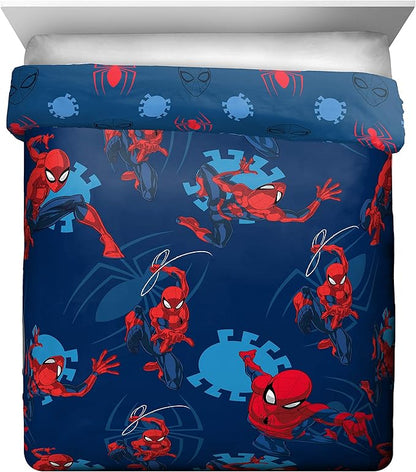 Jay Franco Marvel Spiderman Spidey Daze 5 Piece Queen Bed Set - Includes Reversible Comforter & Sheet Set Bedding - Super Soft Fade Resistant Microfiber (Official Marvel Product)