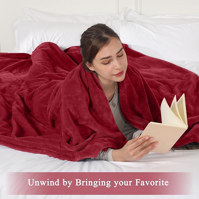 Electric Blanket Full Size, Super Soft Cozy Upgraded Flannel Heated Blanket with 6 Heating Levels & 1-10 Hours Auto Off, Heating Blanket for Home Office, Machine Washable, 72" x 84", Burgundy