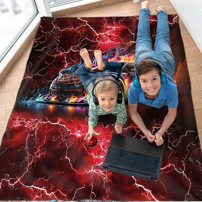 Racing Blanket for Kids Boys Blankets Gift for Son Grandson, Cool Cozy Soft 50 x 40 Inches Cars Flannel Throws for Bed Travel Sofa Living Room