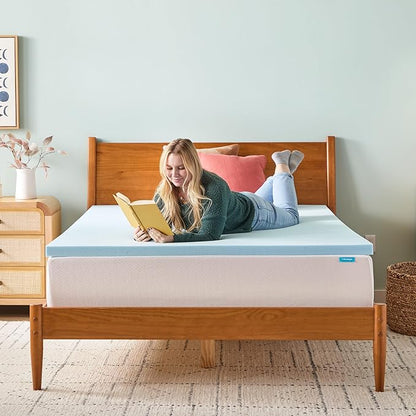 LINENSPA Memory Foam Mattress Topper - 2 Inch Gel Infused Memory Foam - Plush Feel - Cooling and Pressure Relieving - CertiPUR Certified - Dorm Room Essentials - Twin Size