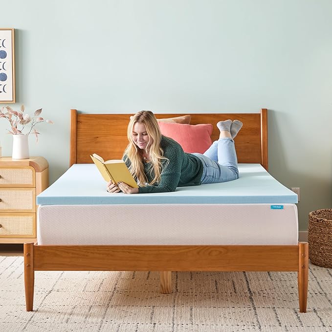 Linenspa 2 Inch Gel Swirl Memory Foam Mattress Topper – Cooling Gel Infused – Pressure Relieving Bed Topper - Mattress Pad – CertiPUR Certified - Full Size