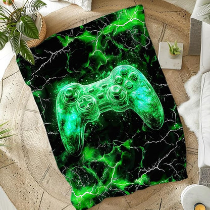Gamer Blanket Kids Blankets for Boys 1-3 Green Gaming Throw for Gift, Cozy 40 x 30 Inches Flannel Throws for Bed Living Room Garden Camping