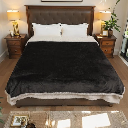 Electric Heated Blanket Throw Size - 50"x60", Soft Flannel Heating Blanket, 4 Heating Levels, 3 H Auto Shut Off, Breathable Warm and Washable for Sofa, Dark Grey