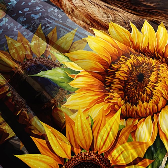 Deer Bedding Sets for Kids Boys Girls Room Decor,Hunting Themed Forest Sunflower Bedding Comforter Sets,Western Comforter Sets Woodland Camo King Bedding Set with 2 Pillowcases.