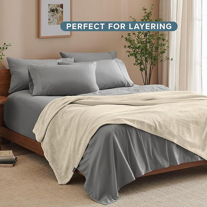 Bare Home Fleece Blanket - King Size - Ultra-Soft Lightweight for Bed, Sofa, and Couch - Luxury Microplush - Cozy Warm Blanket (King, Oyster)