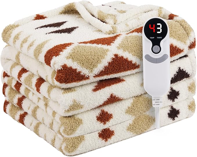 LUXIAN Electric Heated Blanket Full Size 72"x84" -Microfiber Fabric Dual-Sided, 6 Heat Settings & 10 Hours Auto Off, Machine Washable, Hourglass Secret Realm