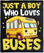 Khumbhira Funny Yellow School Bus Blanket Just A Boy Who Loves Buses Blanket for Boys Kids Warm Plush Lightweight School Buses Throw Blanket for Couch Sofa Bed All Season Use 40"x50"-S