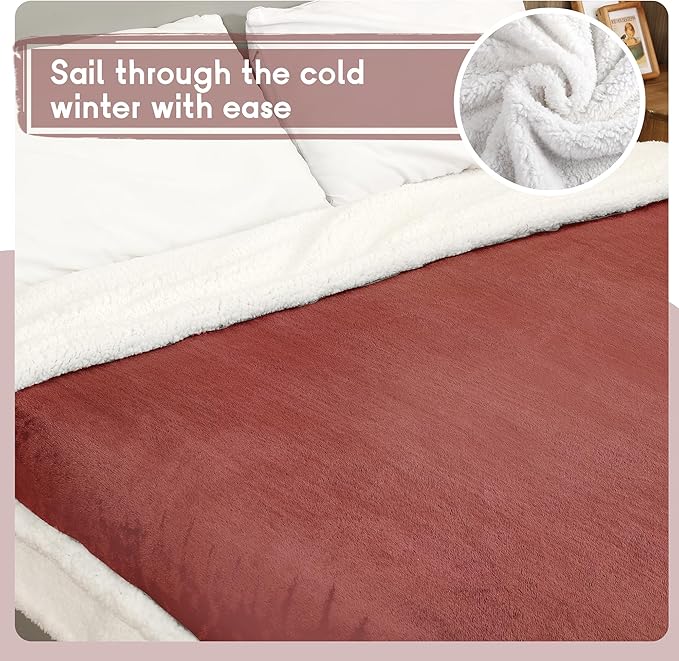 Heated Blanket Electric Blanket Full Size 72''x84'', Soft Flannel Heating Blanket with 1-10 Hour Auto Off - 6 Heat Settings - Machine Washable - Brick Red