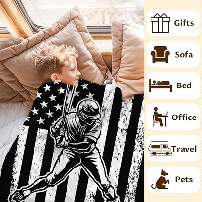 Baseball Gifts for Kids Son Grandson - 50x40 Inches Small Soft Fuzzy Flannel Boys Blankets Accessories Throws Decor for Travel Cars Office All Seasons