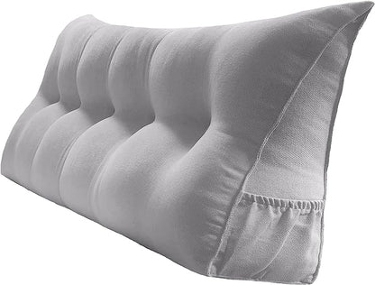 Triangular Reading Bed Rest Pillow Large Bolster Cushion Headboard Backrest Wedge Pillow with Removable Cover and Two Large Side Pockets (Chalk Grey, King: 78 x 8 x 20 inches)