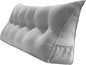 Triangular Reading Bed Rest Pillow Large Bolster Cushion Headboard Backrest Wedge Pillow with Removable Cover and Two Large Side Pockets (Chalk Grey, Queen: 59 x 8 x 20 inches)