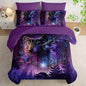 Wolf Comforter Set 7 Piece Twin Size Bed in A Bag,Animal Bedding for Room Decor,Soft Purple Wolf Comforter Rose Bedding with Fitted Sheet,Flat Sheet, Pillowcases & Shams