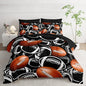Cartoon Rugby Comforter Set 7Pcs Sports Brown Rugby American Football Bedding Set for Kid Teen Girl Boy Black White Rugby Quilt Bed Decor Queen with 2 Sheets,2 Pillowcases,2 Throw Pillow Covers