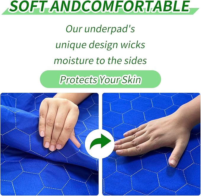 Waterproof Washable Underpads Pee Pad (RoyalBlue 34" x 36" 4 Pack), Reusable Absorbency Bedwetting Incontinence Bed Pads for Kids Adults Elderly Dog Pet, Puppy Pads for Mattress Couches Sofas Floors